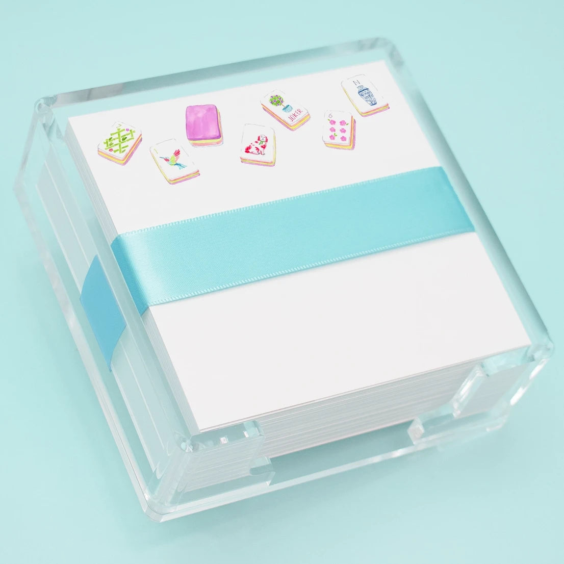 Mahjong Tiles Notepad with Acrylic Holder