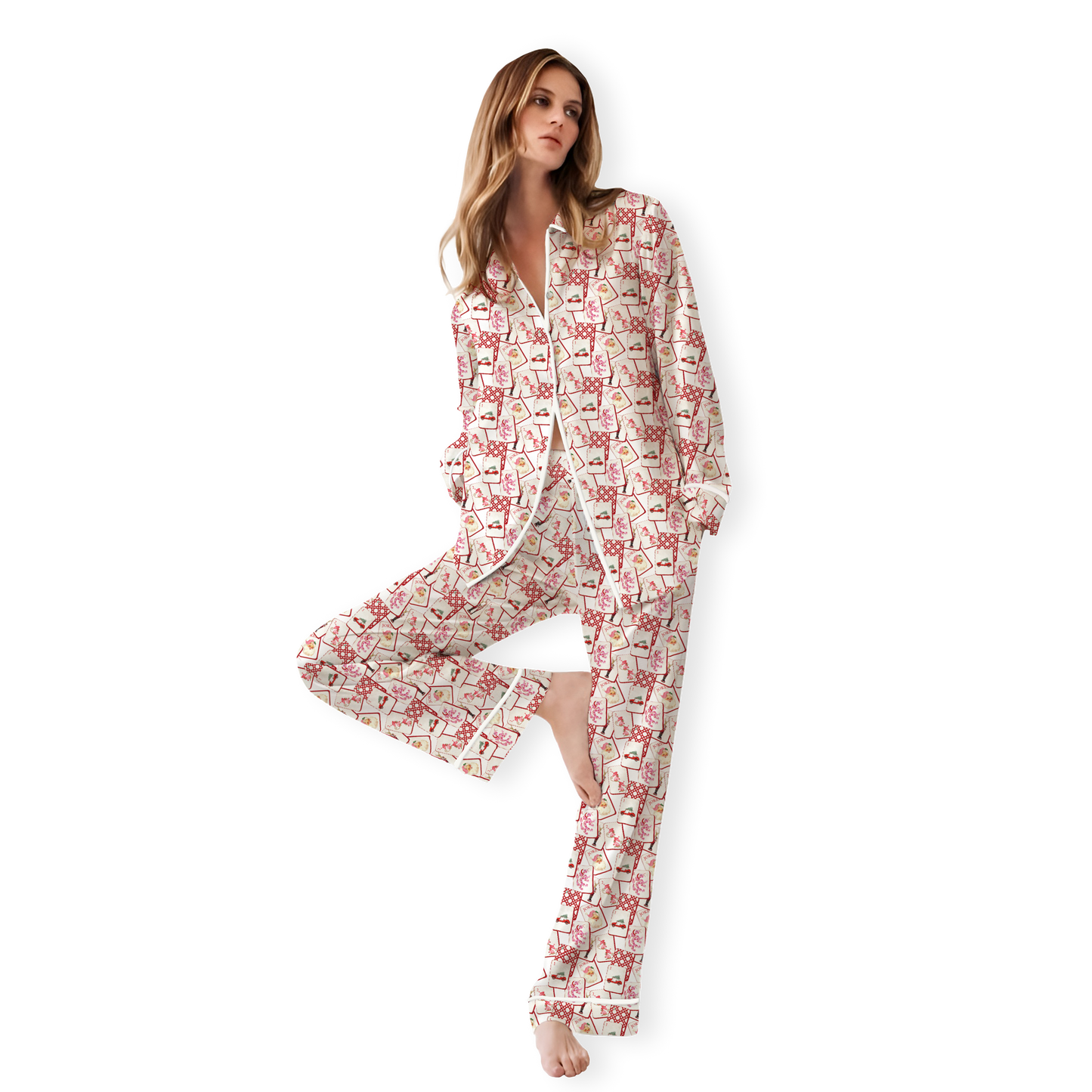 Christmas Mahjong Pajama Long Pant Set