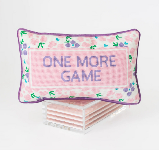 “One More Game” Needlepoint Pillow