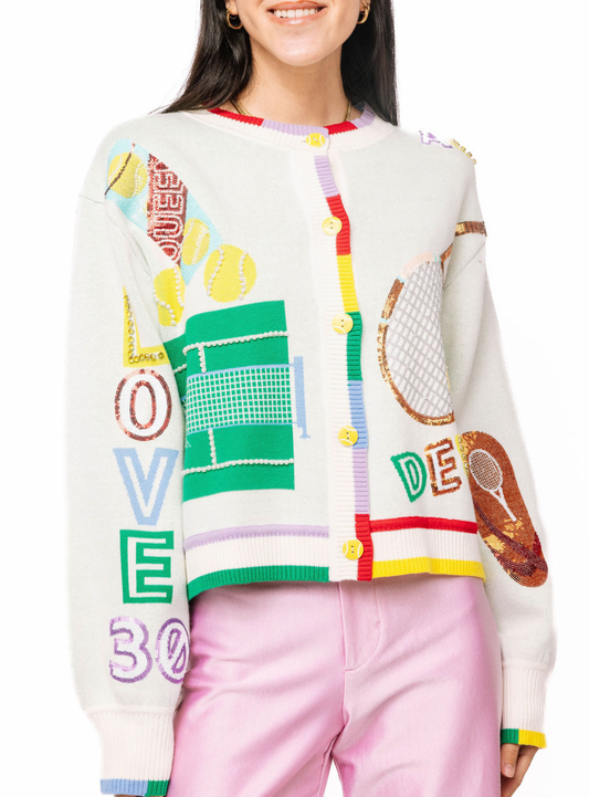 White Tennis Icon Cardigan