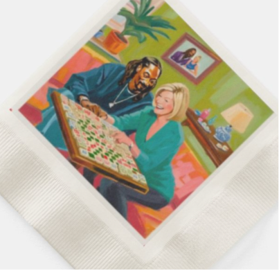 Snoop & Martha Playing Mahjong Cocktail Napkins