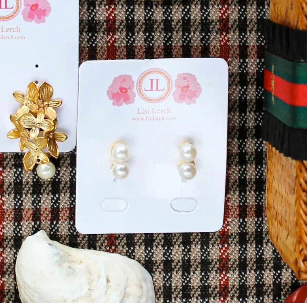 Belle Double Pearl Dangle Earrings