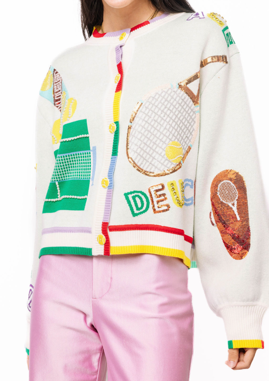 White Tennis Icon Cardigan