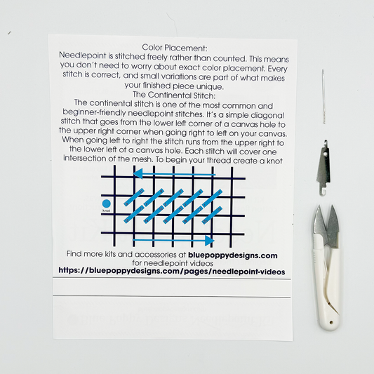 Blue Poppy Designs - 1 Bird Bamboo Mahjong Peacock Needlepoint Kit