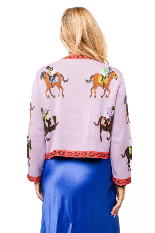 Lavender & Pink Jockey and Horse Button Up Cardigan