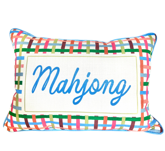 Gingham Mahjong Pillow