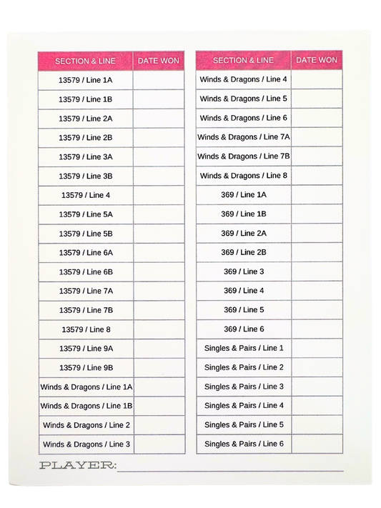 Line Completion Challenge Card