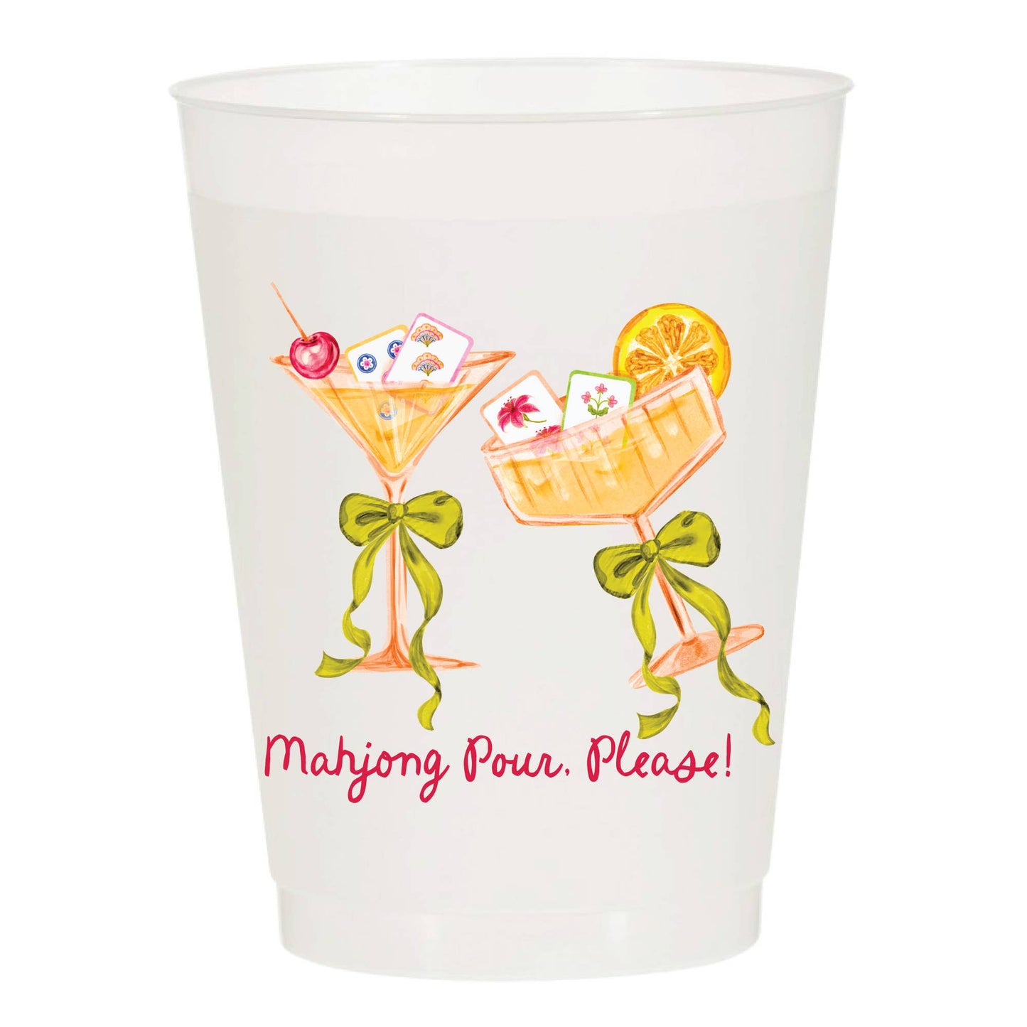 Mahjong Pour, Please! Full Color Frosted Cups