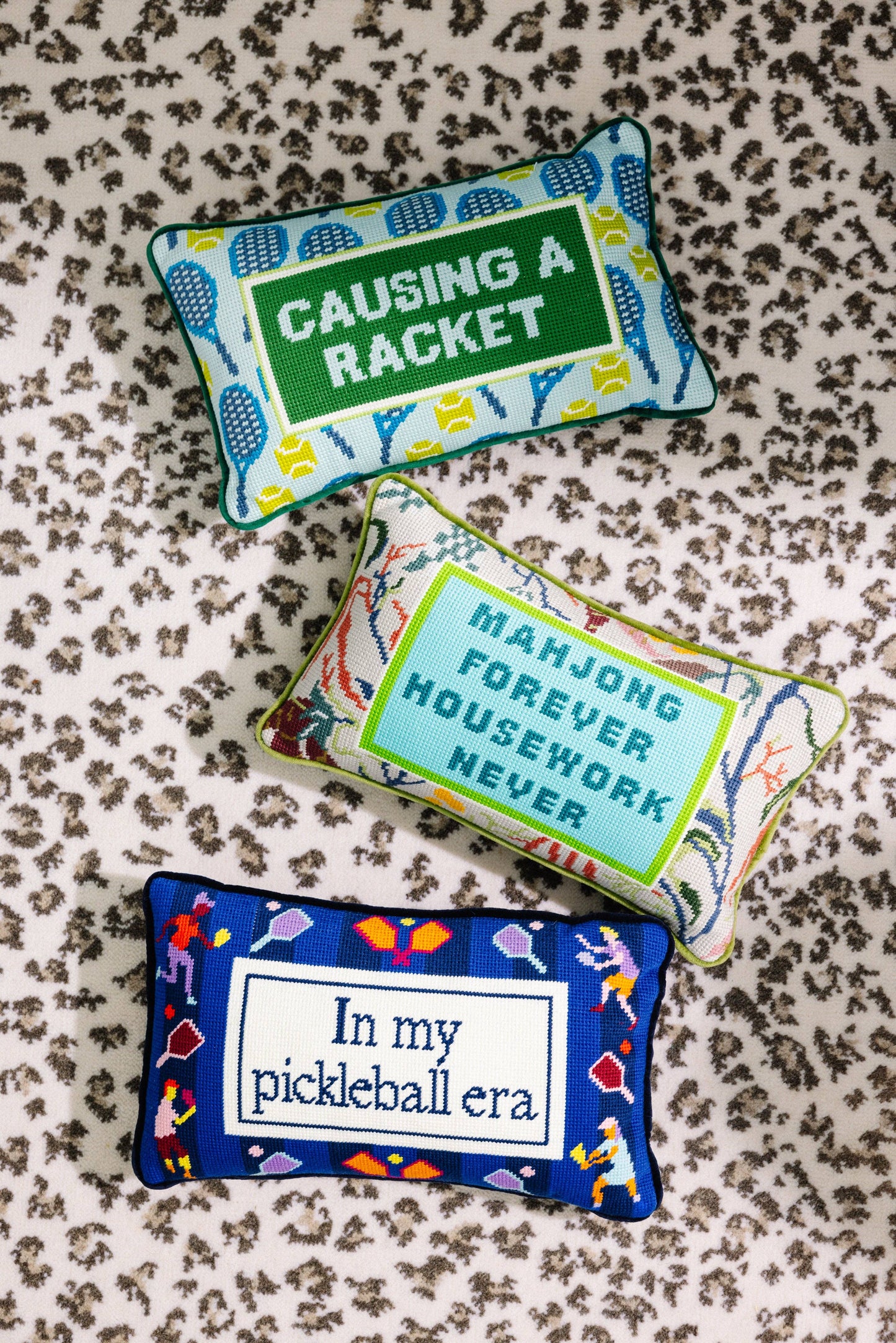 Mahjong Forever Housework Never Needlepoint Pillow