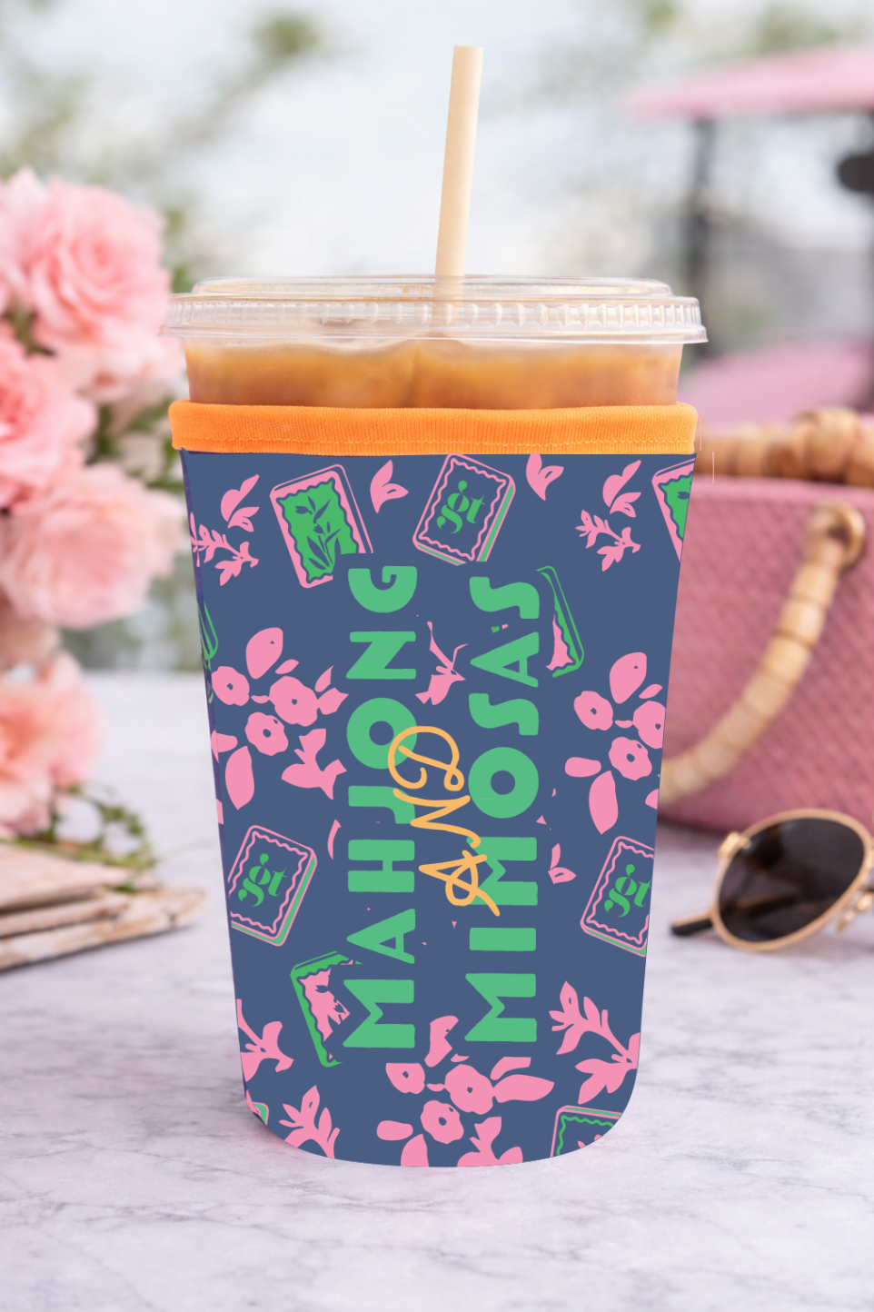 Iced Coffee Sleeve " Mahjong and Mimosas"
