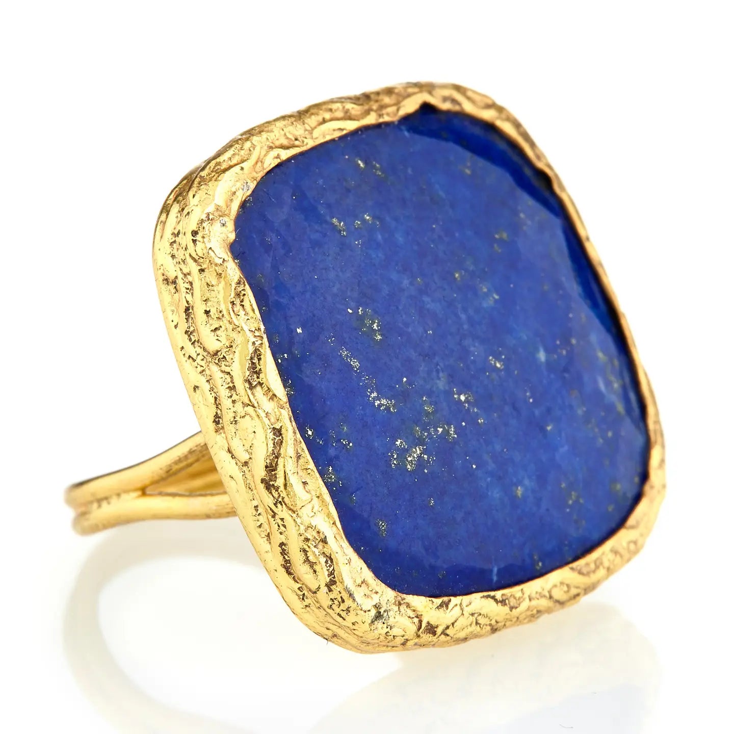 Lapis Large Square Gemstone Ring, Adjustable