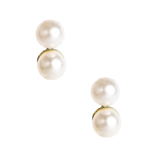 Belle Double Pearl Dangle Earrings