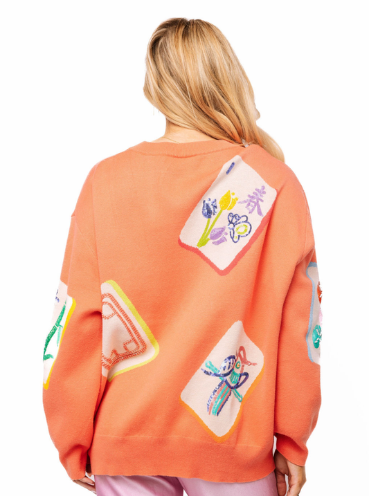 Peach Mahjong Tile Sweater