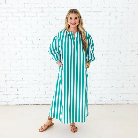 Green Stripe Cabana Dress