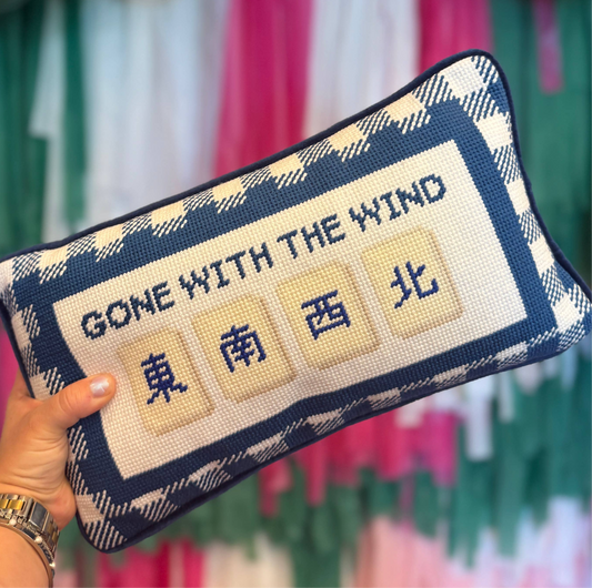 Gone with the Wind Mahjong Needlepoint Pillow