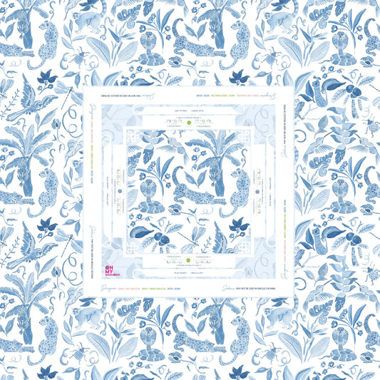 Amazon Blue instructional tablecloth