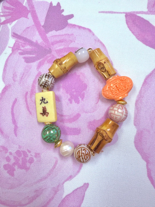 Pink Bamboo Tile Bracelet