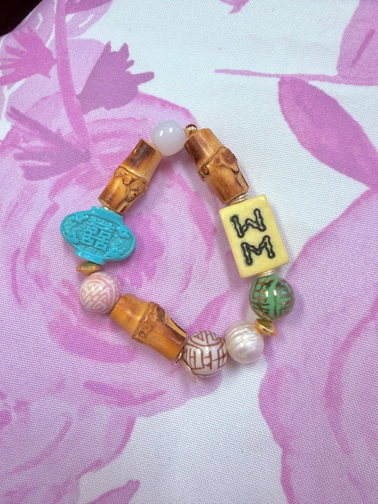 Turquoise Mahjong Tile Bracelet