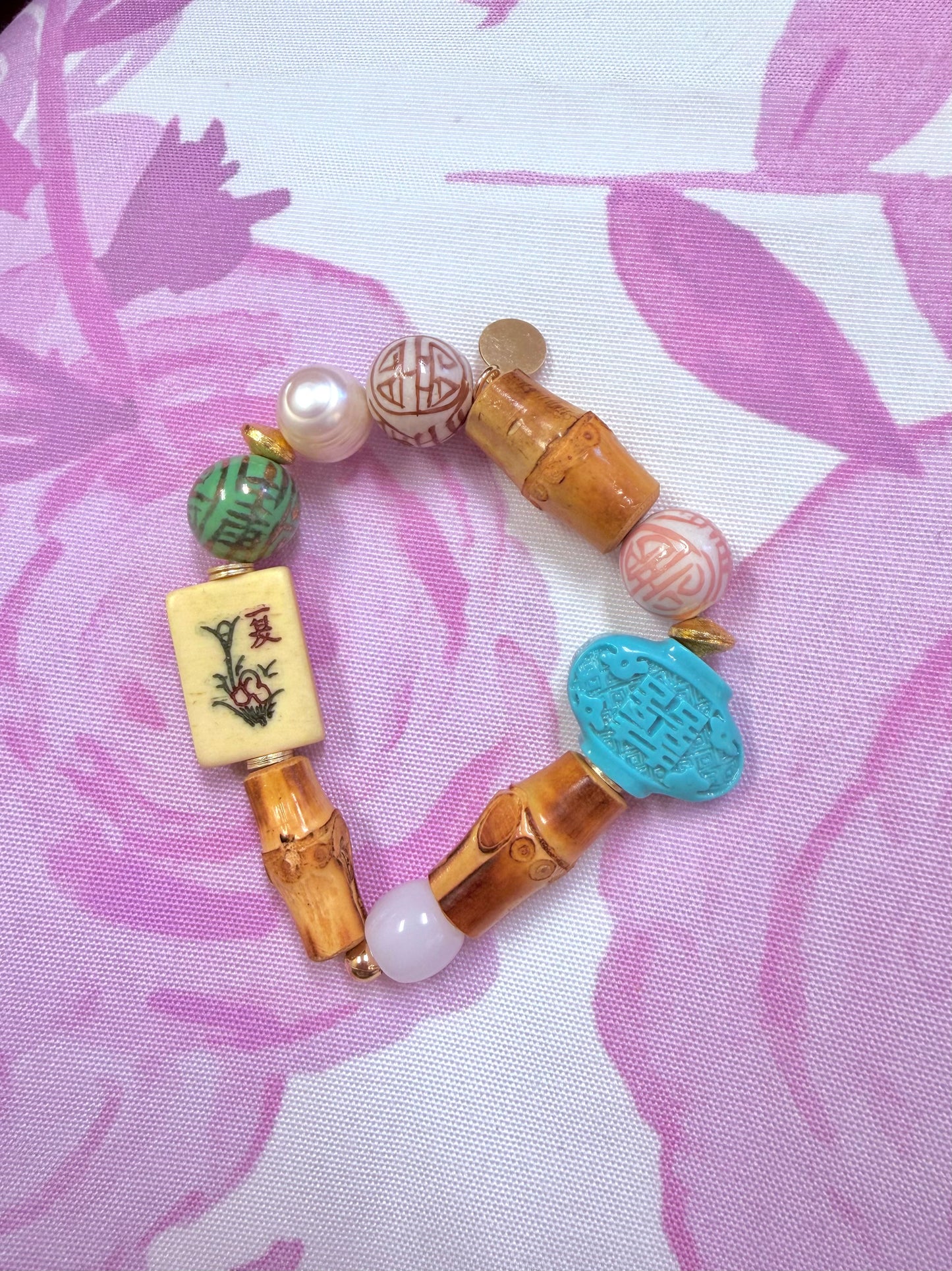 Turquoise Mahjong Tile Bracelet