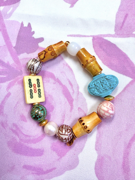 Turquoise Mahjong Tile Bracelet