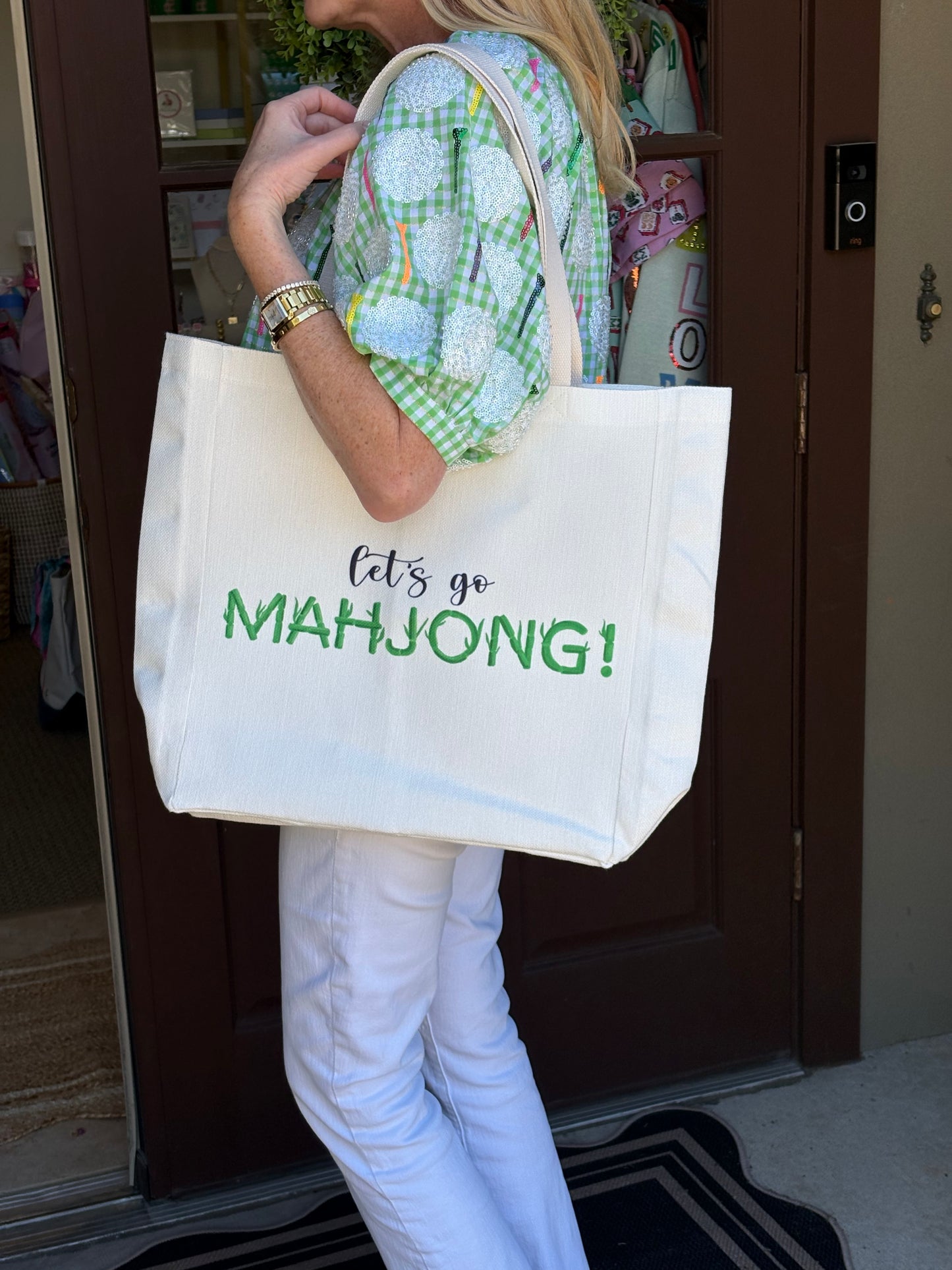 Let's Go Mahjong Logo Tote Bag