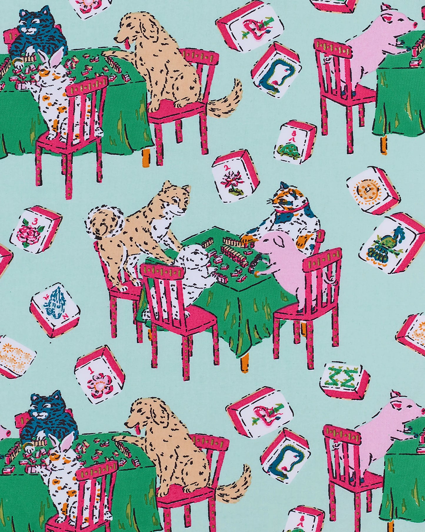 Mahjong Menagerie Long Pajama Set