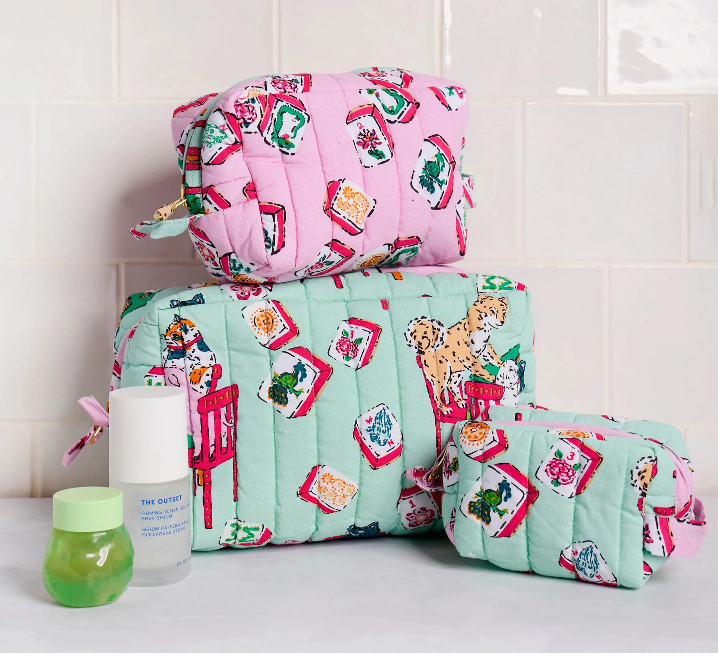 Mahjong Menagerie Pouch Set