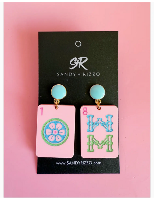 Pink Tile Dangle Earrings