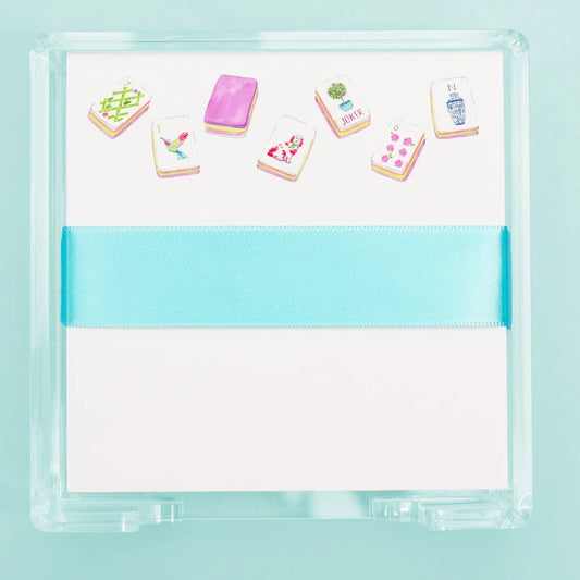 Mahjong Tiles Notepad with Acrylic Holder