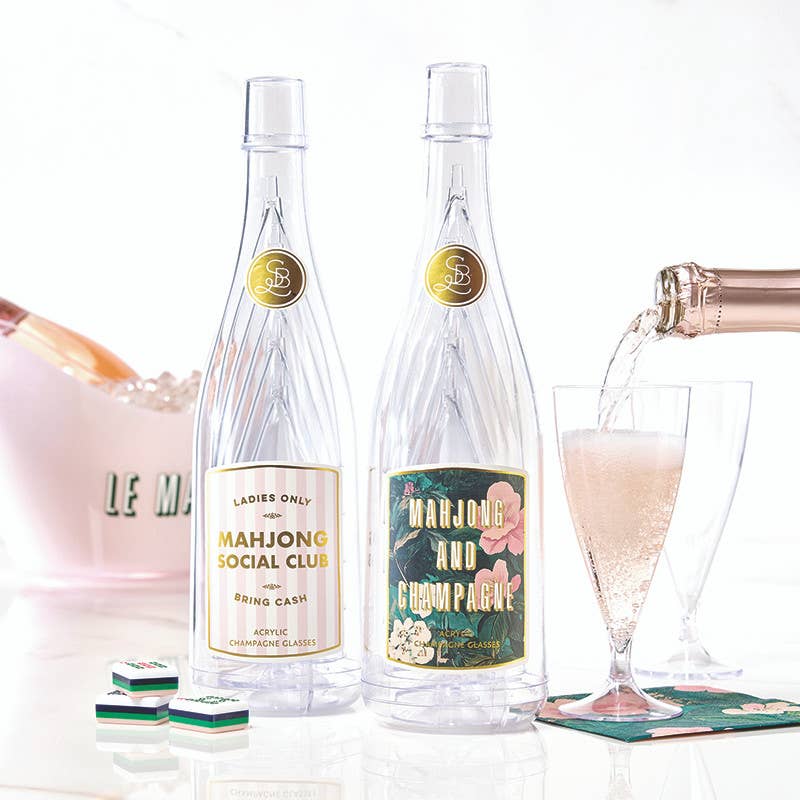 Mahjong Social Club - Acrylic Champagne Bottle + Glasses