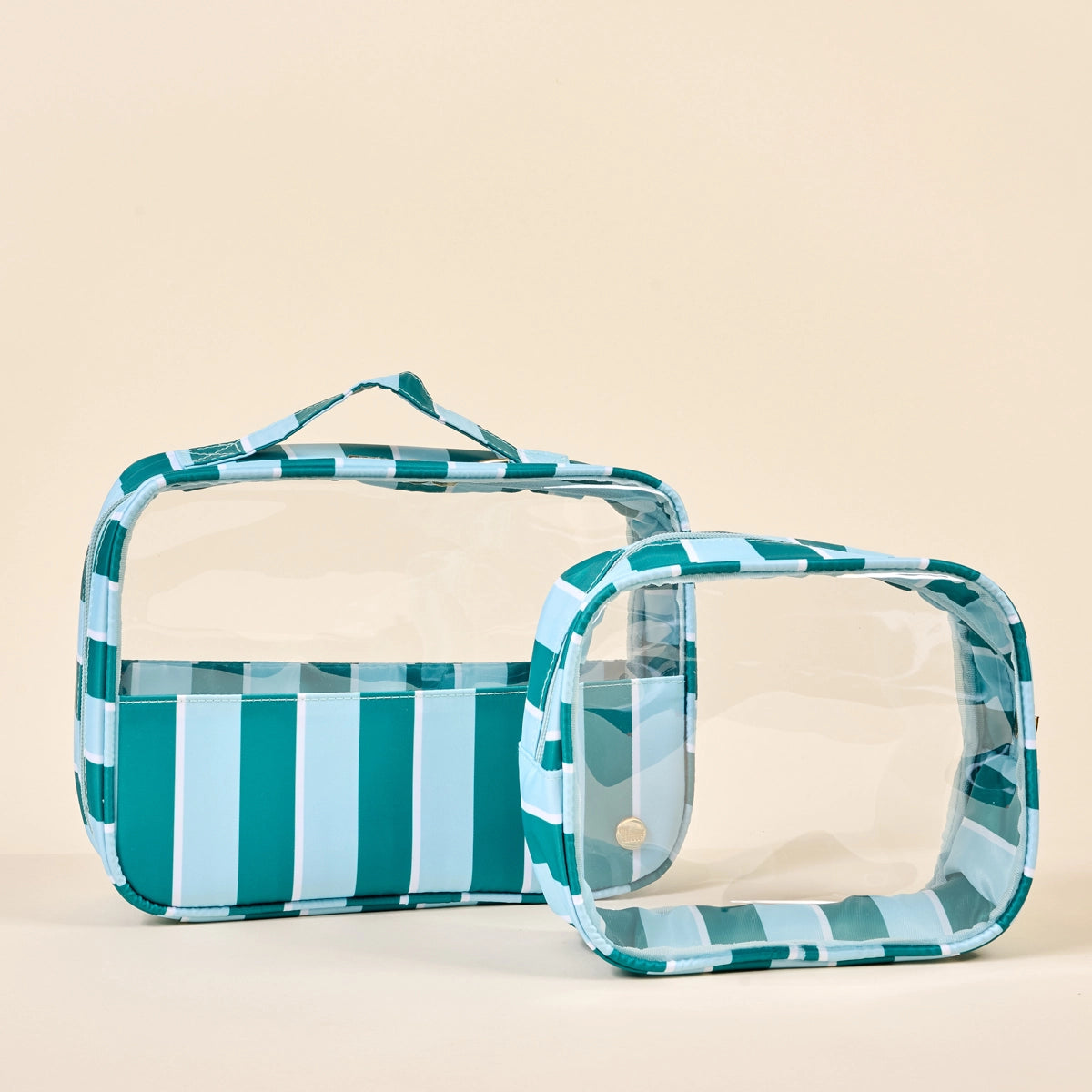 Clearly Chic Cosmetic Bag Set (Sicily Stripes Teal)