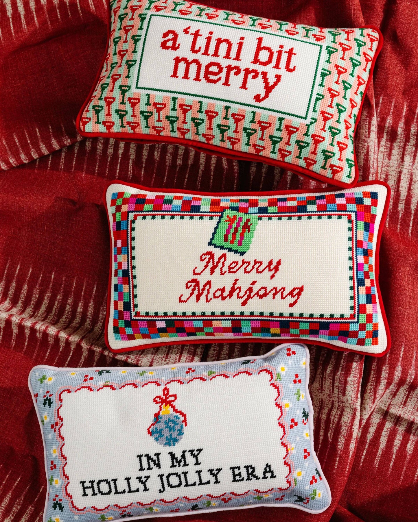 Furbish Studio - Merry Mahjong Needlepoint Pillow