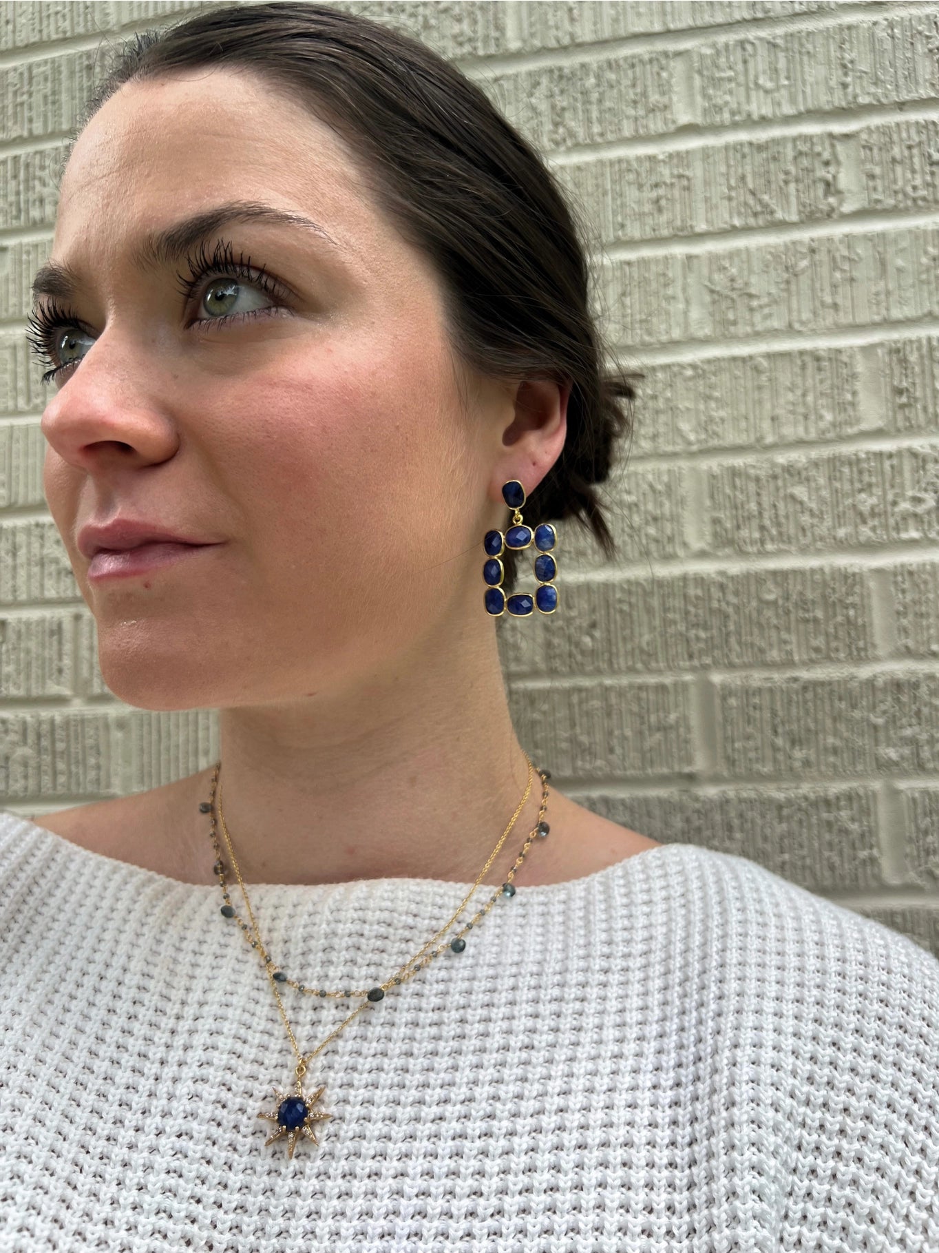 Sapphire Mini Oprah Drop Earrings