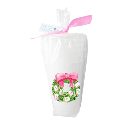 Mahjong Wreath Frosted Cup Set