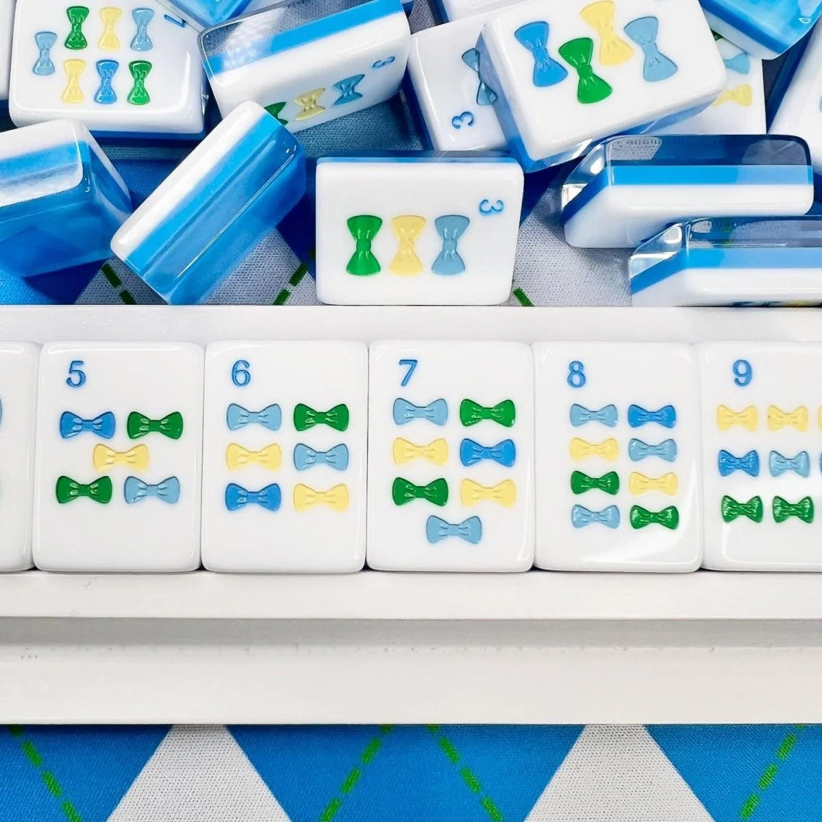 Mint & Roses Mahjong Tile Collection with Mat & Shufflers