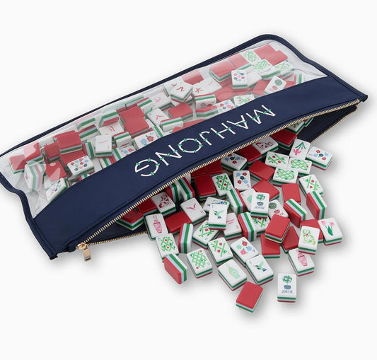 Navy Bamboo Mahjong Tile Bag