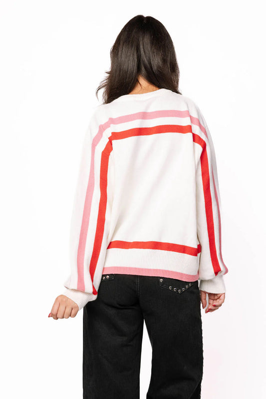 Red, Pink & White Stripe 'Santa Baby' Fuzzy Santa Sweater