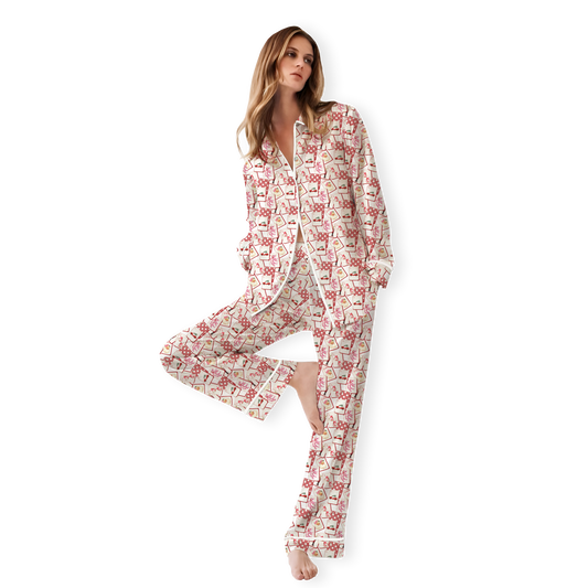 Christmas Mahjong Pajama Long Pant Set