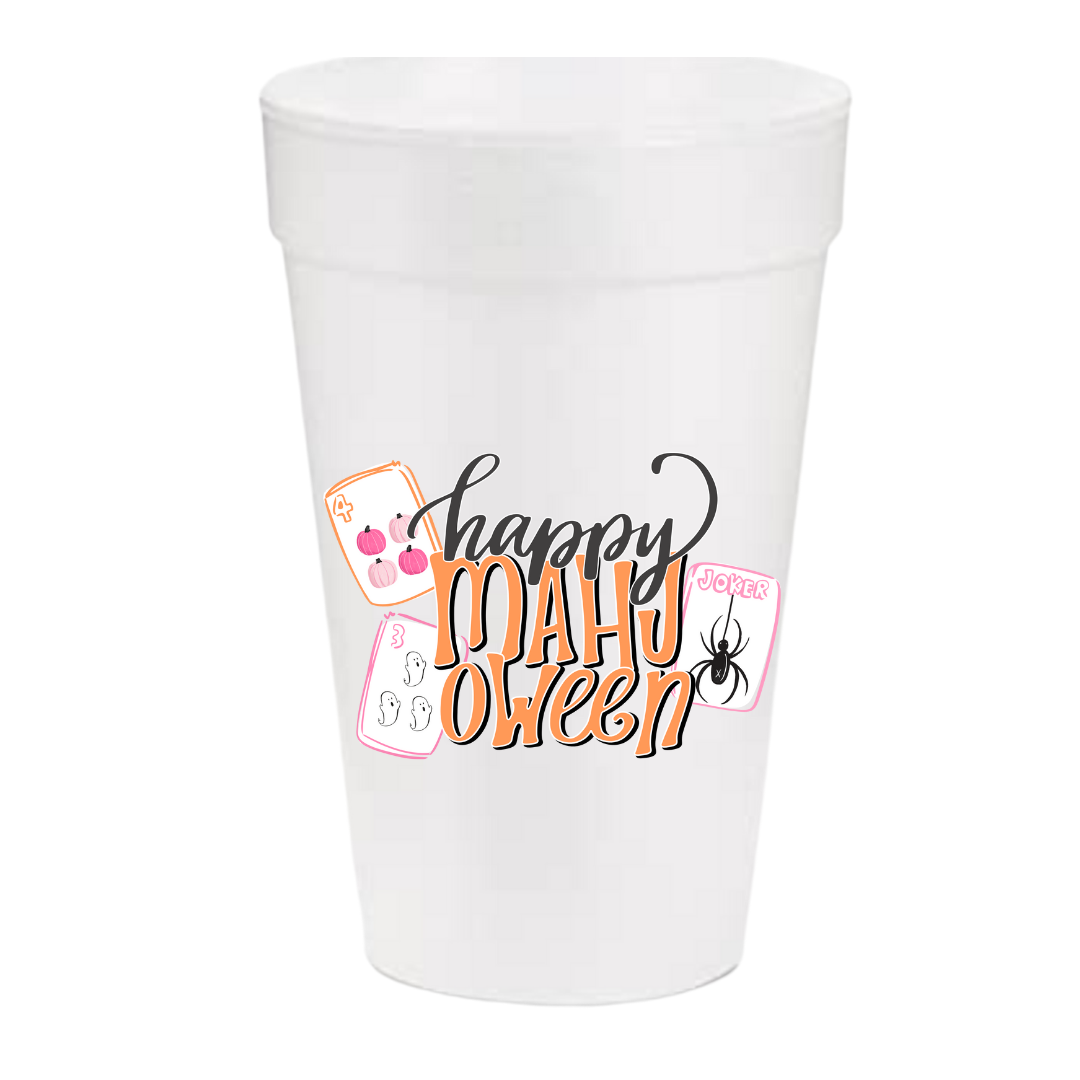 Happy Mahj-oween Mahjong Halloween Styrofoam Cup | Set of 10