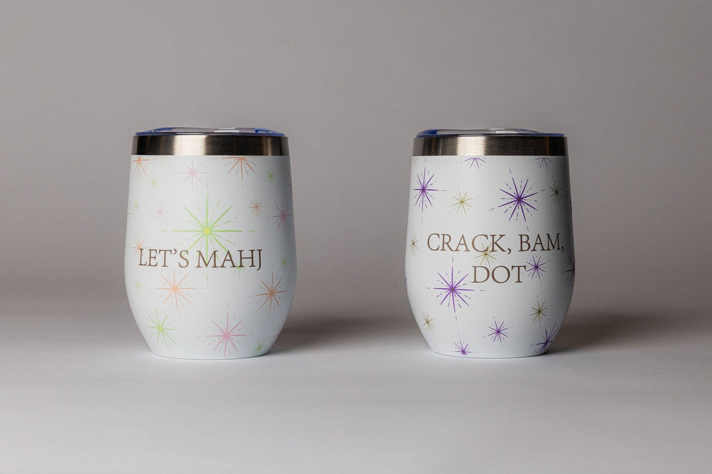 Mahjong Wine Tumbler – 12 oz Insulated Stemless Cup