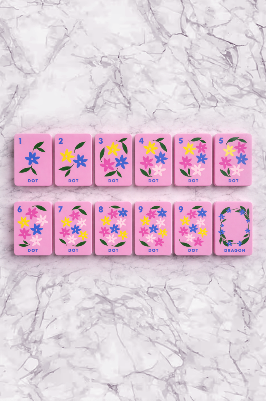 Floating Mahjong Tiles in Floral Pink for the Pool