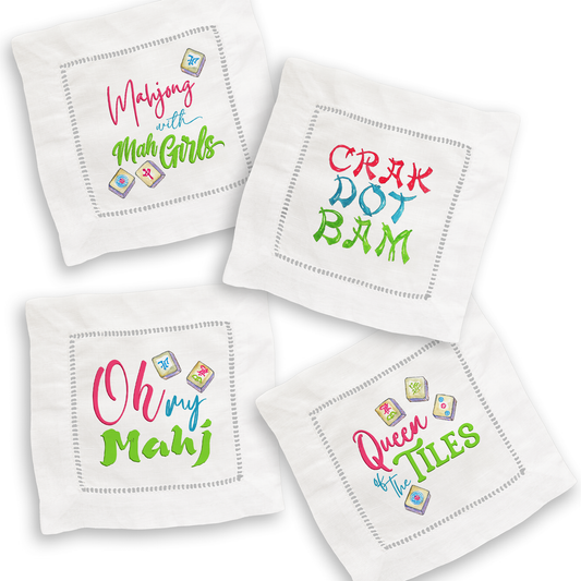 Mahjong Linen Cocktail Napkin Set