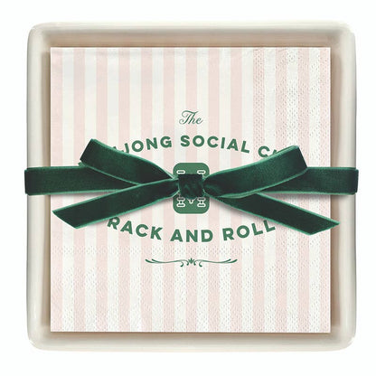 Mahjong Social Club Ceramic Napkin Tray + Napkins