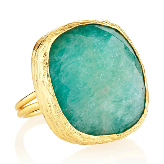 Amazonite Square Gemstone Ring, Adjustable