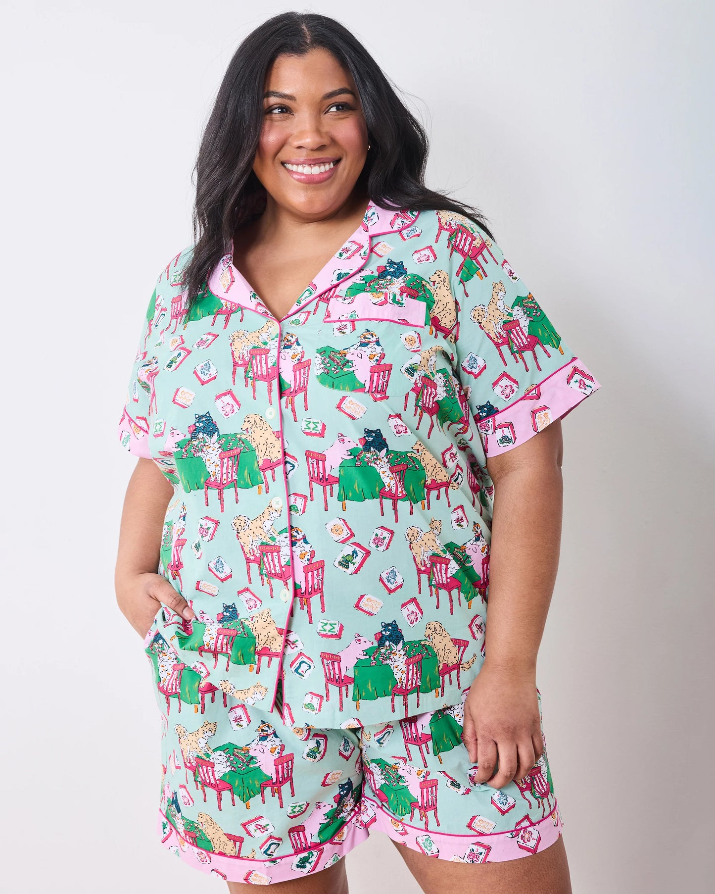 Mahjong Menagerie Short Pajama Set