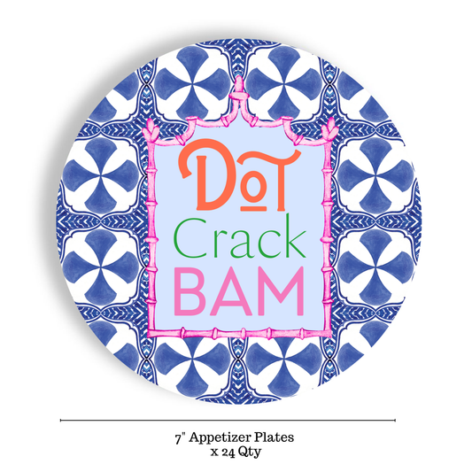 Mahjong Blue Tiles 24ct 7" Paper Plates