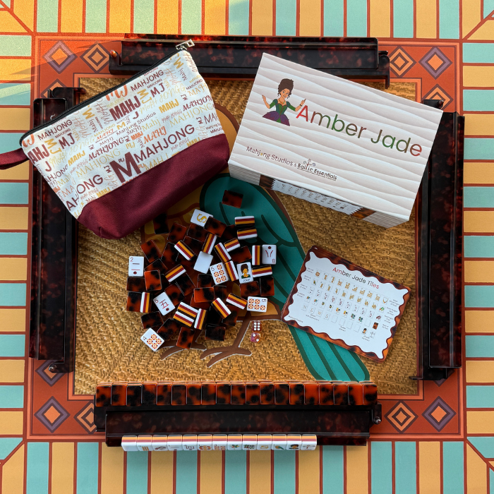 Tortoise Shell Mahjong Rack & Pusher Set Matte Finish