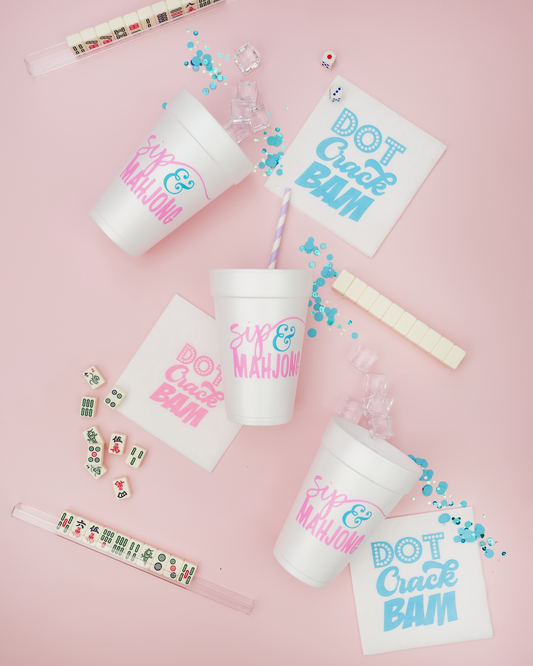 Sip and Mahjong Styrofoam Cups | Set of 10