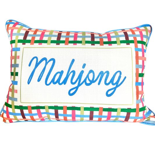 Gingham Mahjong Pillow