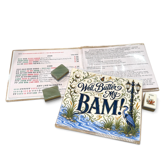 Pat's Monograms, LLC - Well, Butter My Bam! Mahjong Card Cover — Large NMJL Card Holder